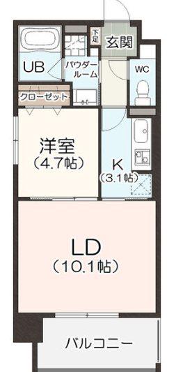 ヴィファーレ金山(1LDK/4階)の間取り写真