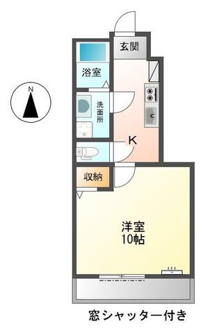 メルヴェールA(1K/1階)の間取り写真