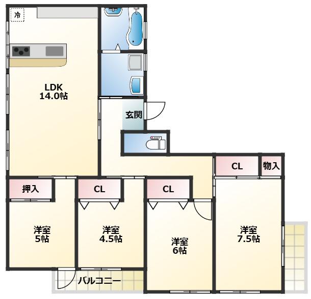 コアパレス常葉10(4LDK/4階)の間取り写真