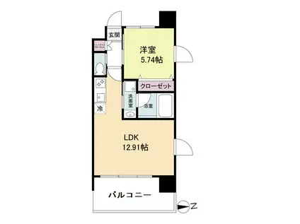 DIMUS福島(1LDK/2階)の間取り写真