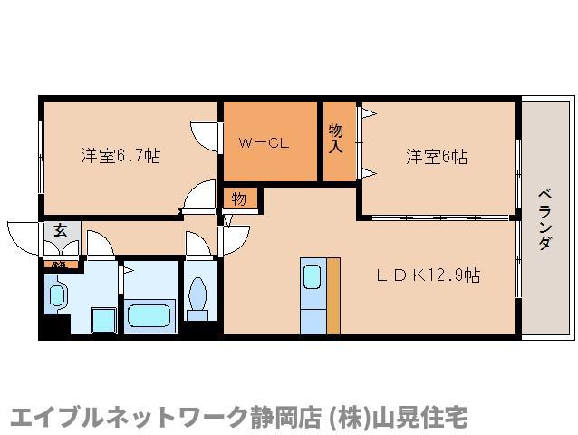 グランストーク上伝馬(2LDK/3階)の間取り写真