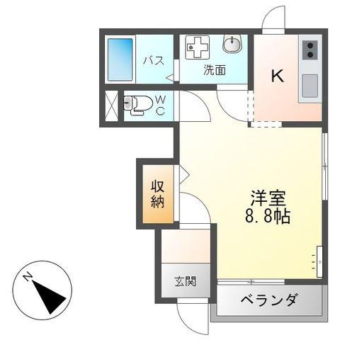 ヴィレッジコンフォート(1K/1階)の間取り写真
