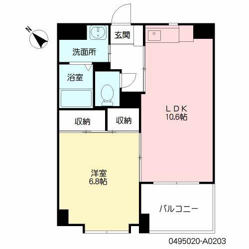 パティオ薬院II(1LDK/4階)の間取り写真