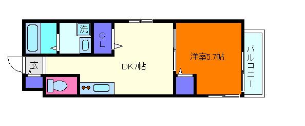 VIEW本山(1DK/2階)の間取り写真