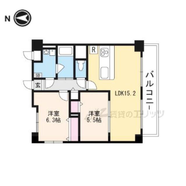 ネオコート上土室(2LDK/3階)の間取り写真