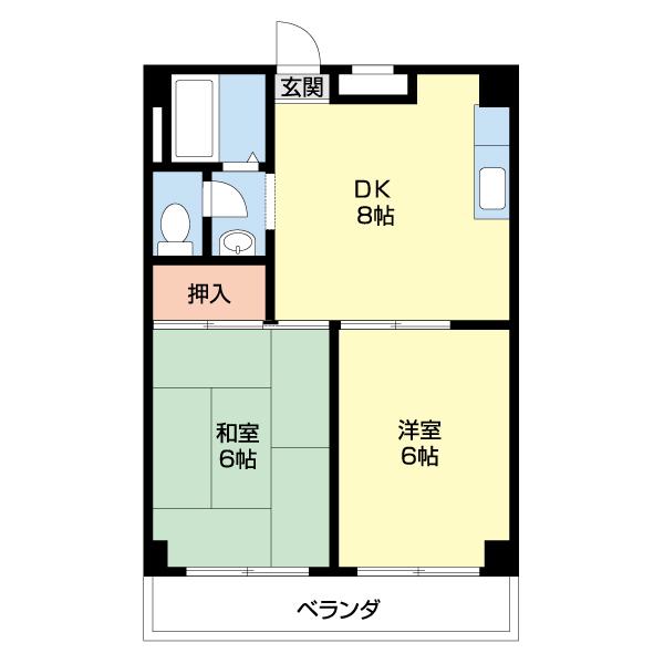 レオヤカタ(2DK/8階)の間取り写真