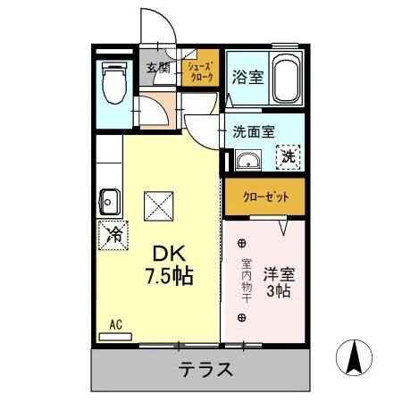 キャッスルロック(1DK/1階)の間取り写真
