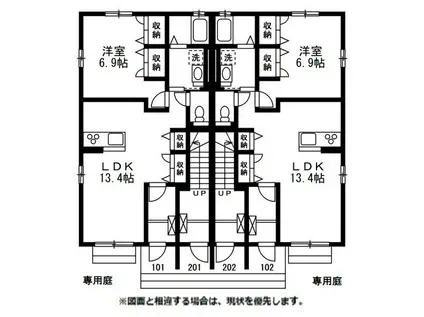 リバーI(1LDK/1階)の間取り写真