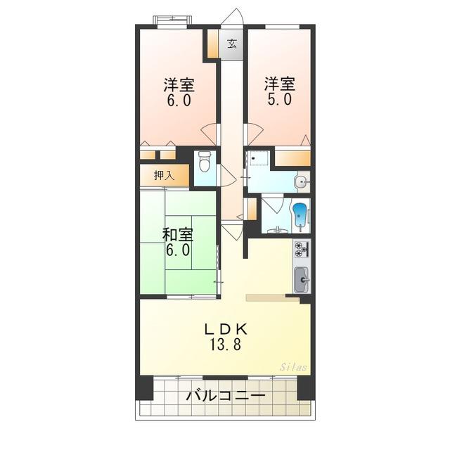 ソルプラーサ堺(3LDK/11階)の間取り写真