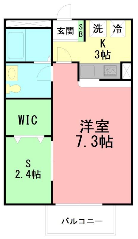 サンタプレイス(1SK/1階)の間取り写真