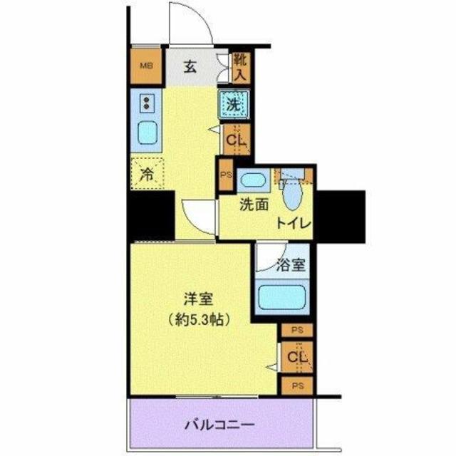 プレール・ドゥーク戸越銀座通(1K/5階)の間取り写真