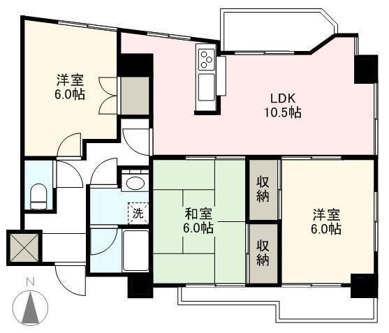 ベルエミナンス桜町マンション(3LDK/2階)の間取り写真