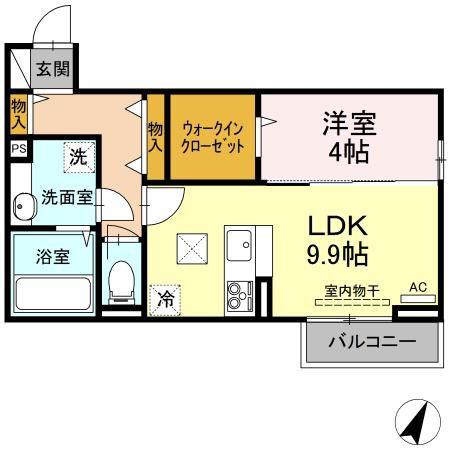 RUHE(1LDK/1階)の間取り写真