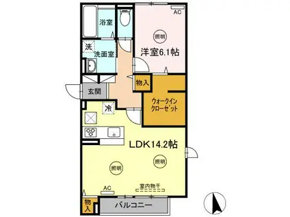 レセンテBB(1LDK/1階)の間取り写真