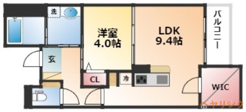 ぱくたうんルナ名古屋(1LDK/1階)の間取り写真