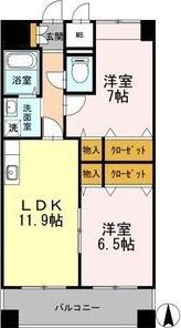 カスタリア志賀本通(2LDK/12階)の間取り写真