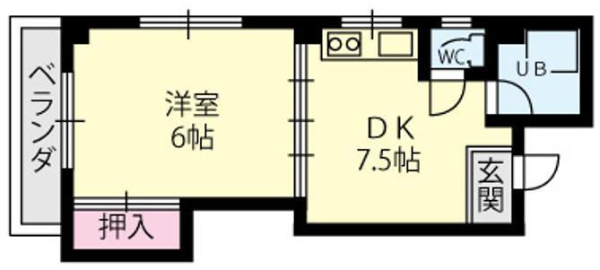 城村マンション(1DK/4階)の間取り写真
