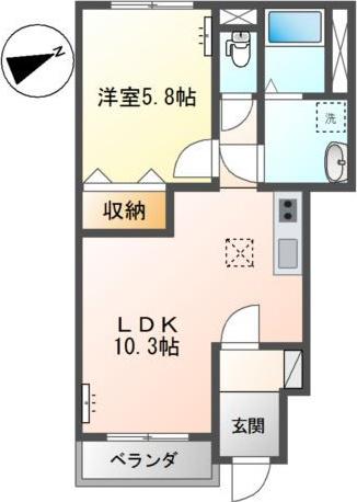 ミルキーハウス(1LDK/1階)の間取り写真