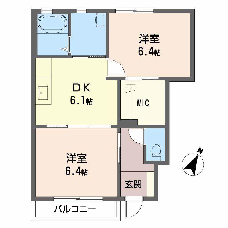 Iメゾン亀山(2DK/1階)の間取り写真