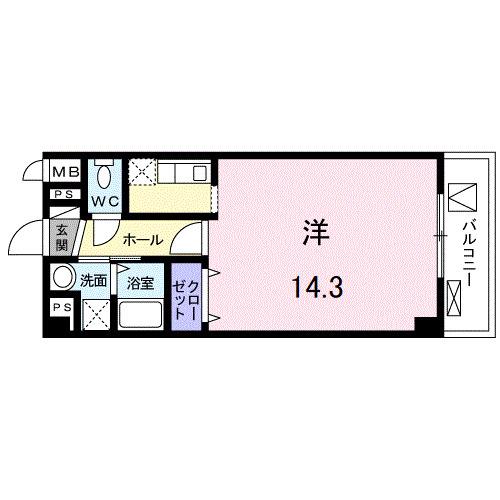 リョーアイ(ワンルーム/3階)の間取り写真