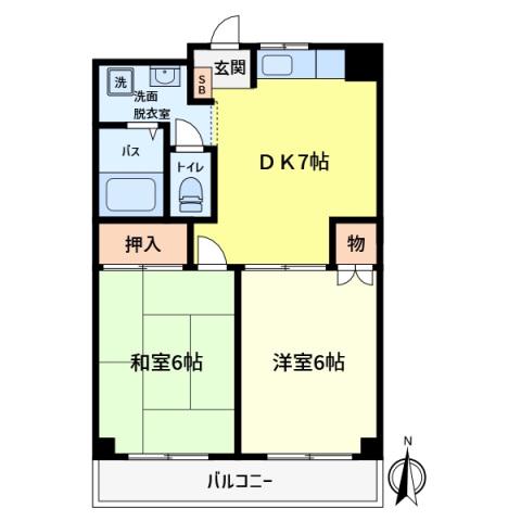 サンジュエール二番館(2DK/2階)の間取り写真