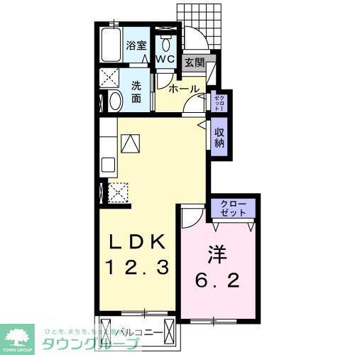 カーサ リオハ C(1LDK/1階)の間取り写真