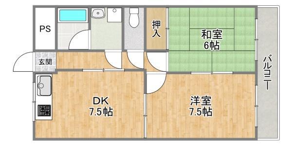 大塚ハイツ(2DK/3階)の間取り写真