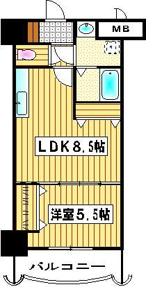 ロイヤル天神東(1LDK/7階)の間取り写真