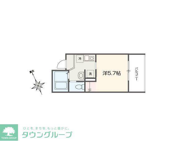 MELLAS相模原(1K/1階)の間取り写真
