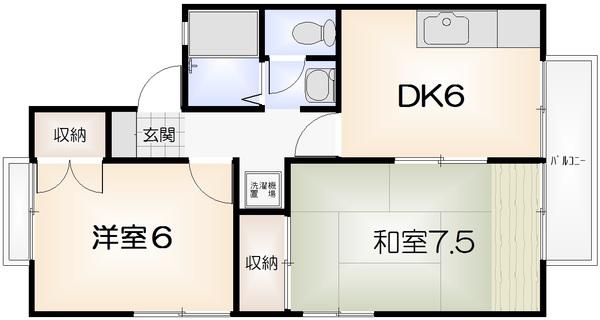 セジュール南昭和 B(2DK/2階)の間取り写真