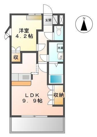 アドミレT-II(1LDK/2階)の間取り写真