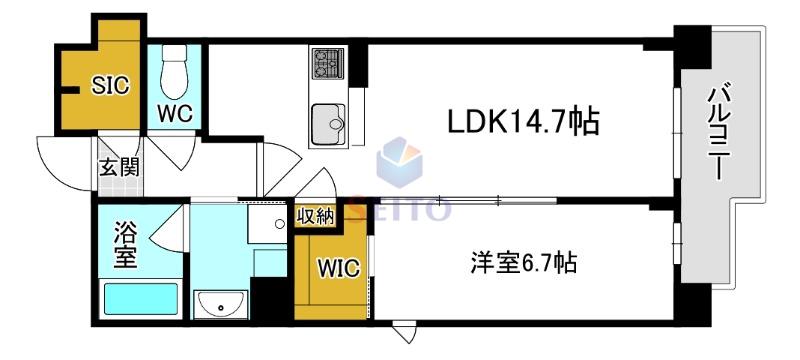 グラン セレニオ 江坂(1LDK/5階)の間取り写真
