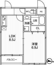プレアデス千里山田(1LDK/4階)の間取り写真