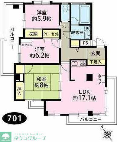 シティーコープ平沼(3LDK/7階)の間取り写真