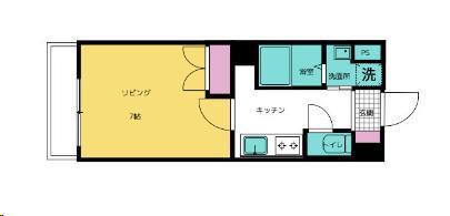 ピュアステージ八幡(1K/2階)の間取り写真