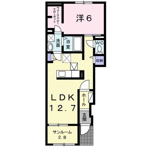 ビオーラ古城(1LDK/1階)の間取り写真