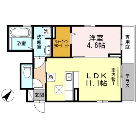 フォレストハイム矢賀(1LDK/1階)の間取り写真