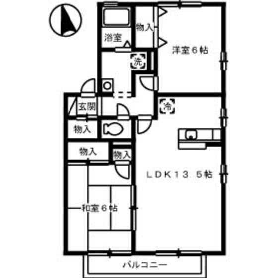 ウィルモア床波B(2LDK/2階)の間取り写真