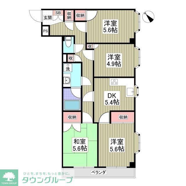 グランドマンション(4LDK/4階)の間取り写真