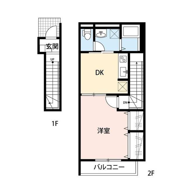 ベルレーヴ(1DK/2階)の間取り写真