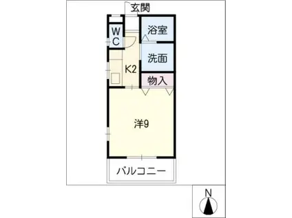 ハイツ山本(1K/1階)の間取り写真