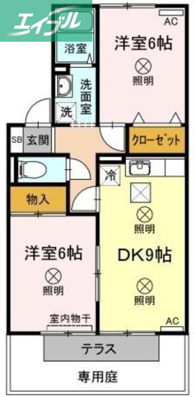 LITTLE BIRD(2DK/1階)の間取り写真