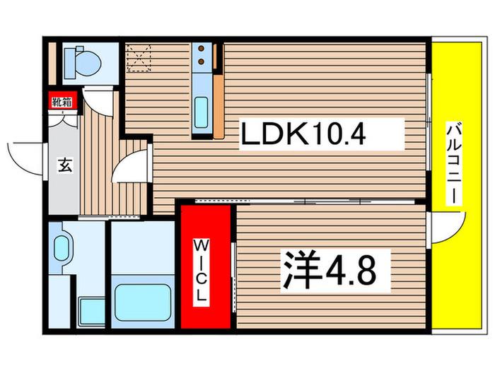 ミ・カーサ(1LDK/1階)の間取り写真