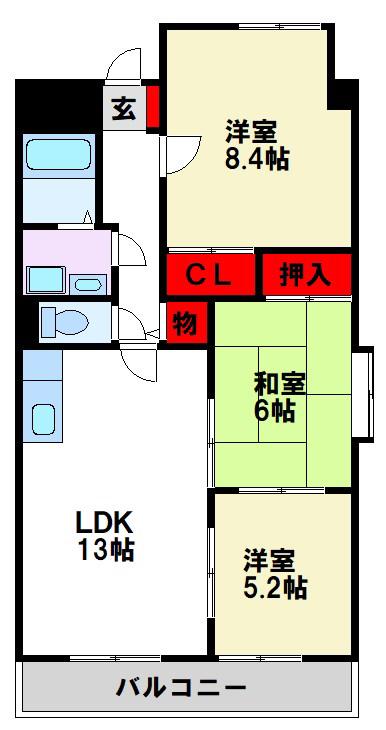 セトルヌーヴォ(3LDK/3階)の間取り写真