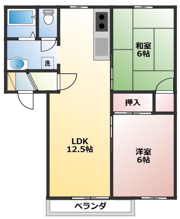 サンライズB(2LDK/2階)の間取り写真
