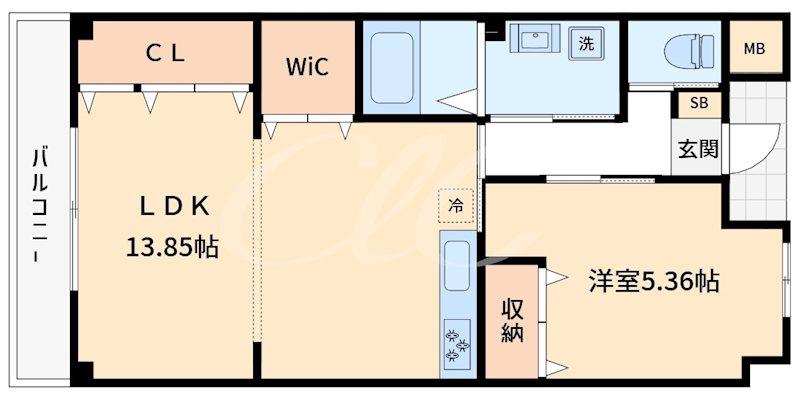 ウィンビュ三ツ沢(1LDK/1階)の間取り写真