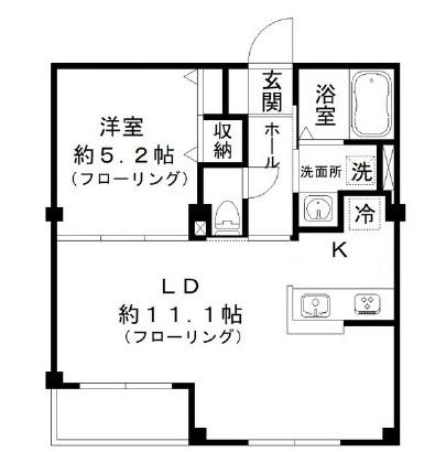 ラシーネ扇アイリス(1LDK/3階)の間取り写真