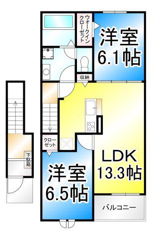ルシエール(2LDK/2階)の間取り写真