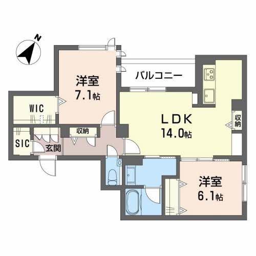 シャーメゾンガーデンズ アクア(2LDK/2階)の間取り写真