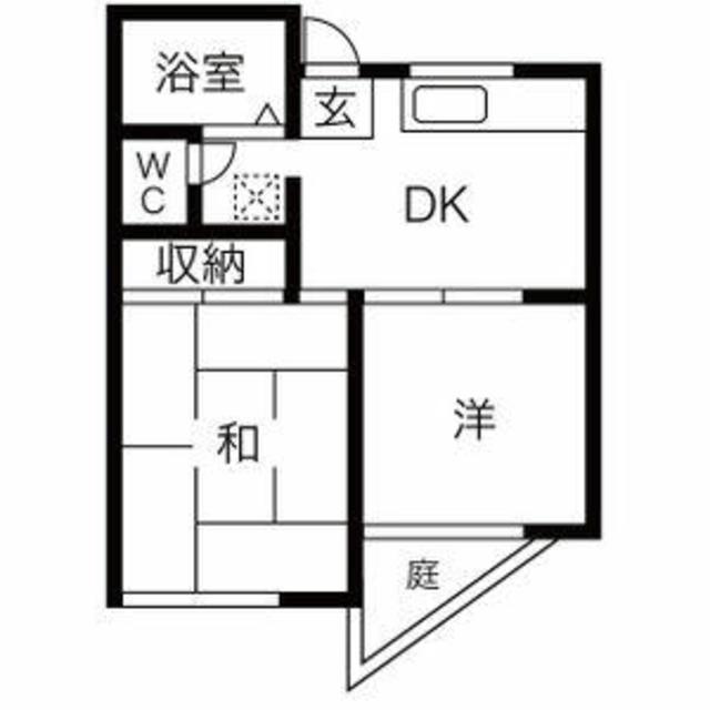 サンフラッツB(2DK/1階)の間取り写真